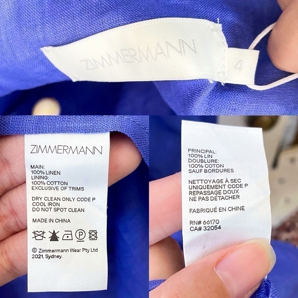 Zimmermann Tropicana Asymmetric Linen Cutout Midi Dress Blue Size 12 NWT - Picture 5 of 12